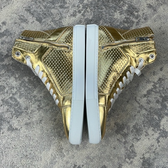 NIB Zadig & Voltaire High Flash Vintage Metal Perforated Stars Sneakers Gold 41 - Picture 13 of 16